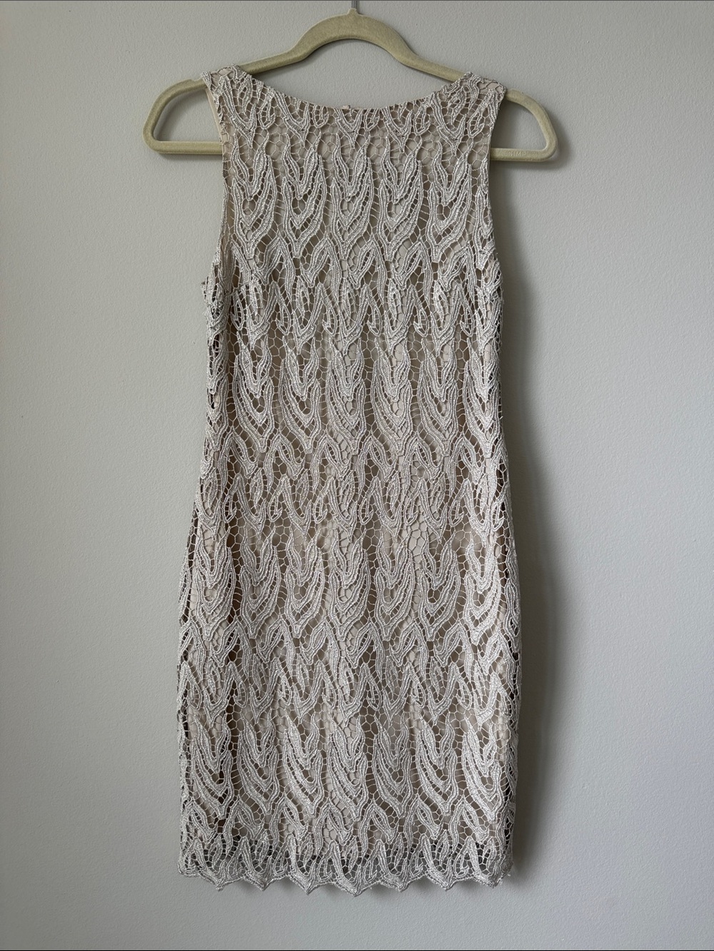 Alice + Olivia Beige Crochet Midi Dress